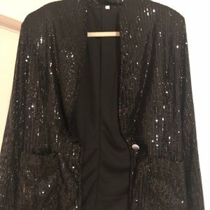 Black gunmetal sequin blazer